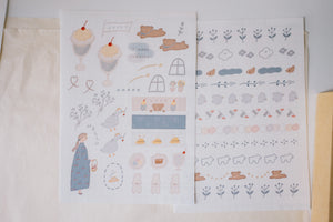 Ranmyu Bear Cafe Girl Sticker Sheet (set of 2)
