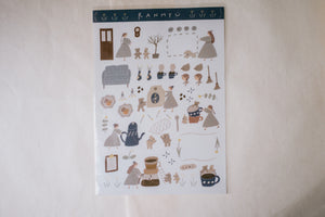 Ranmyu Bear Coffee Days Sticker Sheet (L)