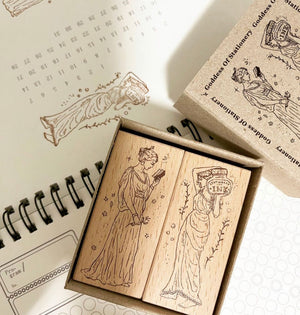 Pion Goddess of Stationery Rubber Stamp Set (set of 2) - Smidapaper Ikigai Shop