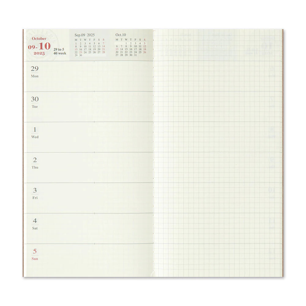 Traveler's Notebook 2025 Refill Weekly + Memo - Regular Size (Second Half)