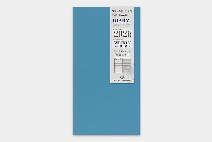 Traveler's Notebook 2026 Refill Weekly + Memo - Regular Size
