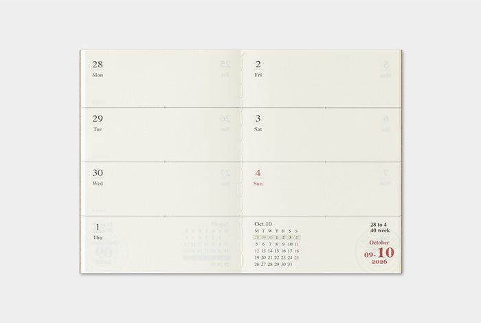 Traveler's Notebook 2026 Refill Weekly - Passport Size