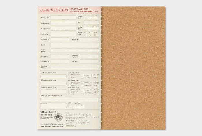 [PREORDER] Traveler's Notebook 2027 Refill Monthly - Regular Size