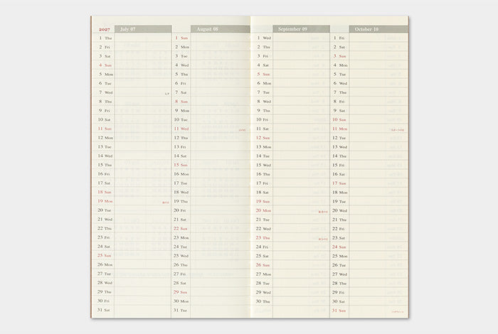 [PREORDER] Traveler's Notebook 2027 Refill Weekly + Memo - Regular Size
