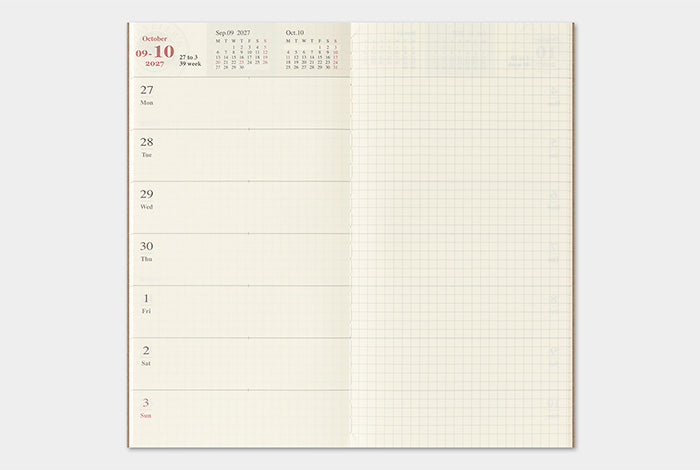 [PREORDER] Traveler's Notebook 2027 Refill Weekly + Memo - Regular Size