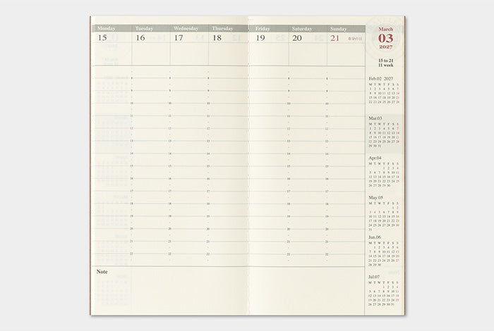 [PREORDER] Traveler's Notebook 2027 Refill Weekly Vertical - Regular Size