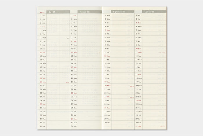 [PREORDER] Traveler's Notebook 2027 Refill Weekly Vertical - Regular Size