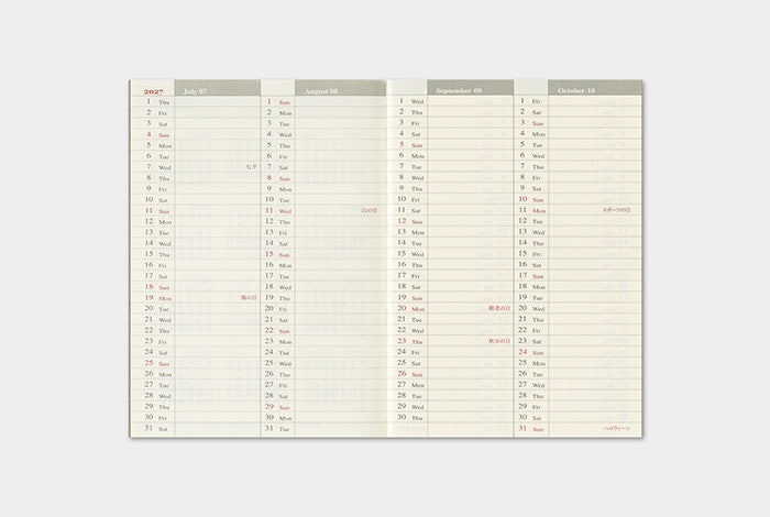 [PREORDER] Traveler's Notebook 2027 Refill Weekly - Passport Size