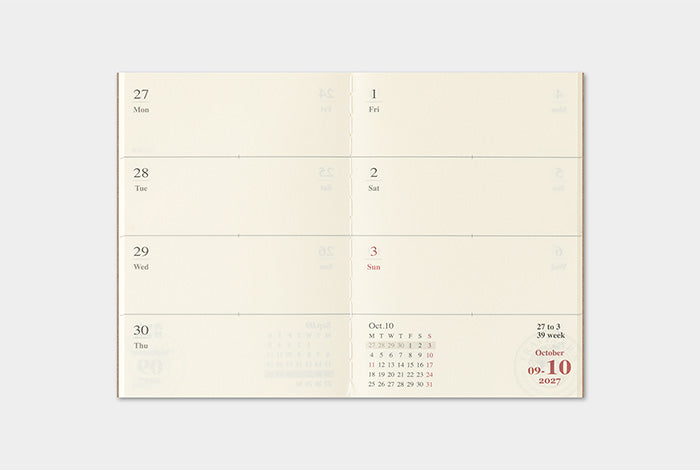 [PREORDER] Traveler's Notebook 2027 Refill Weekly - Passport Size