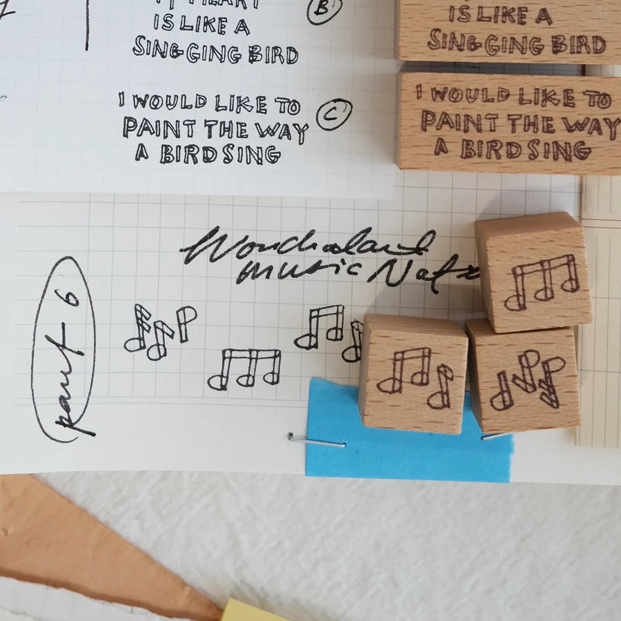 Kurukynki Nonchalant: Music Notes Rubber Stamp (set of 3)