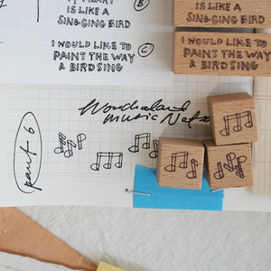 Kurukynki Nonchalant: Music Notes Rubber Stamp (set of 3)