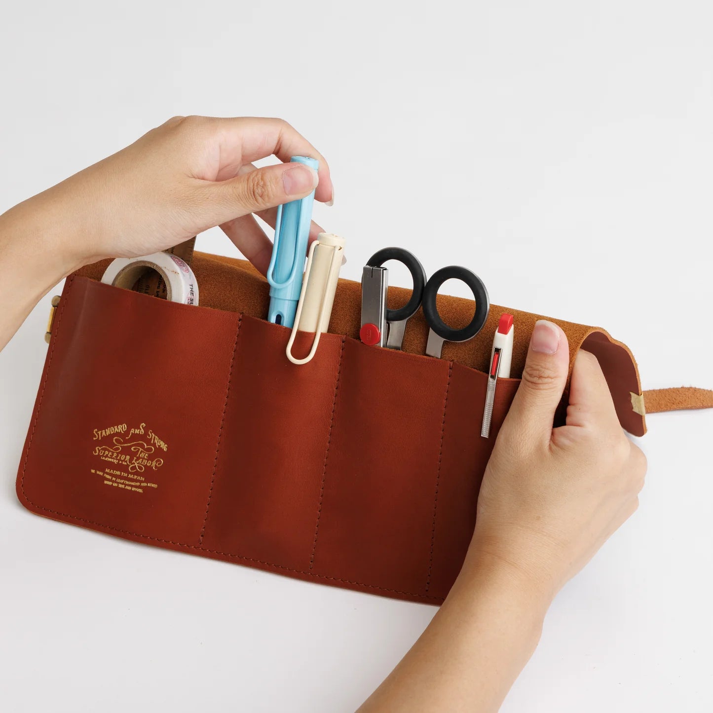 The Superior Labor: Glove Leather-Pen Roll (Cognac Brown)