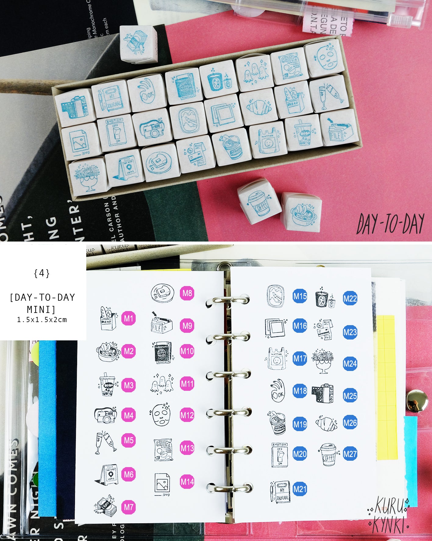 Kurukynki DAYTODAY MINI Rubber Stamp (27 options)