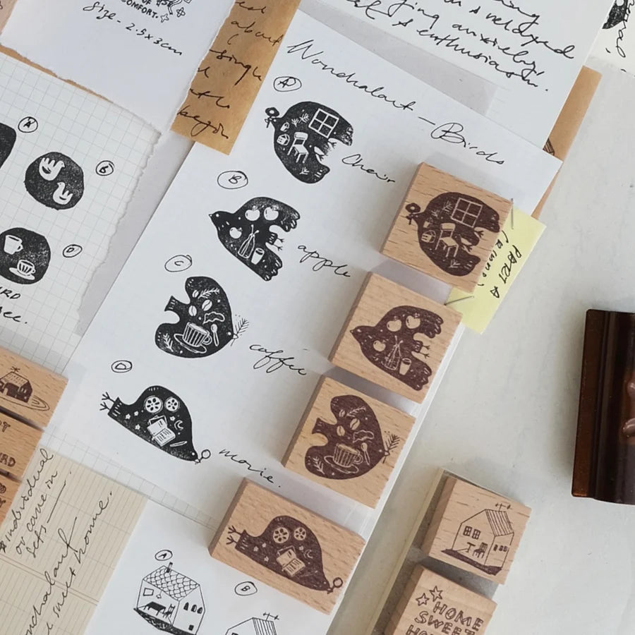 Kurukynki Nonchalant: Bird Rubber Stamps (4 designs)