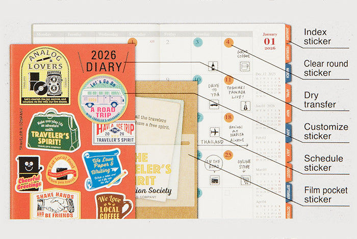 Traveler's Notebook Customized Sticker Set for Diary 2026