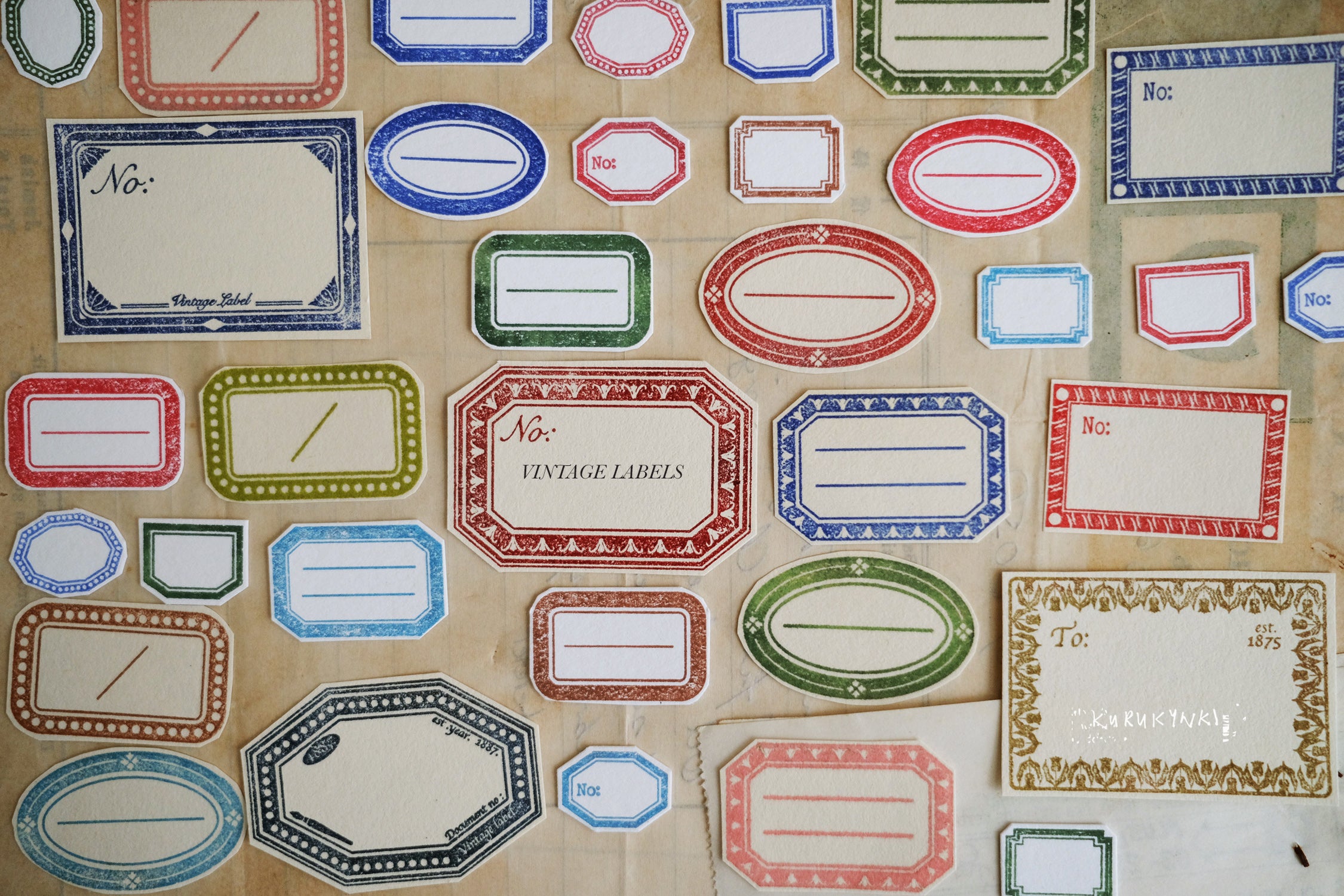 Kurukynki Label S23 Rubber Stamps (7 types)