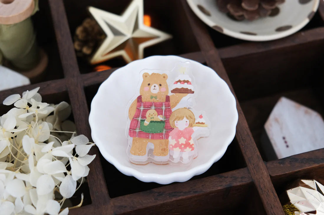 Bear & Girl Serving Cakes Acrylic Clip