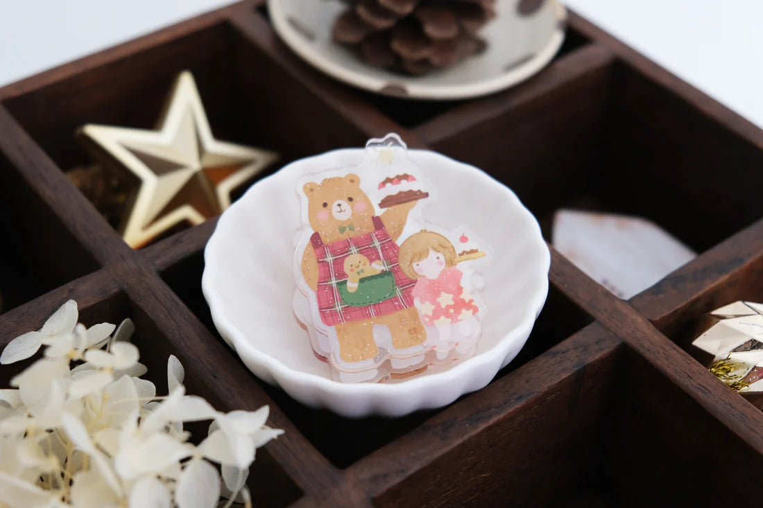 Bear & Girl Serving Cakes Acrylic Clip