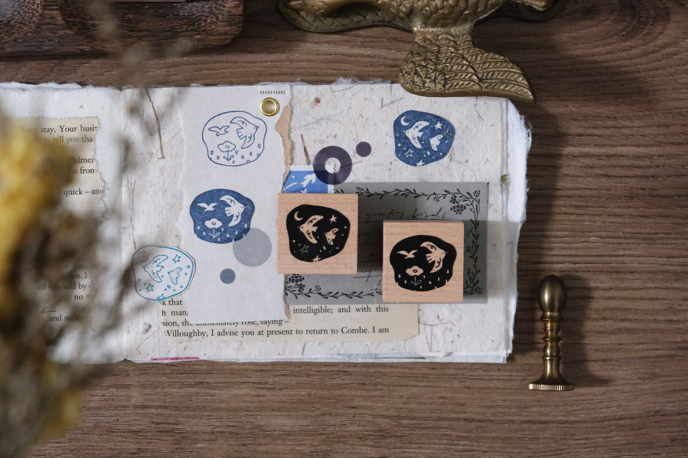 Birds// Day & Night Rubber Stamp Set B: Night