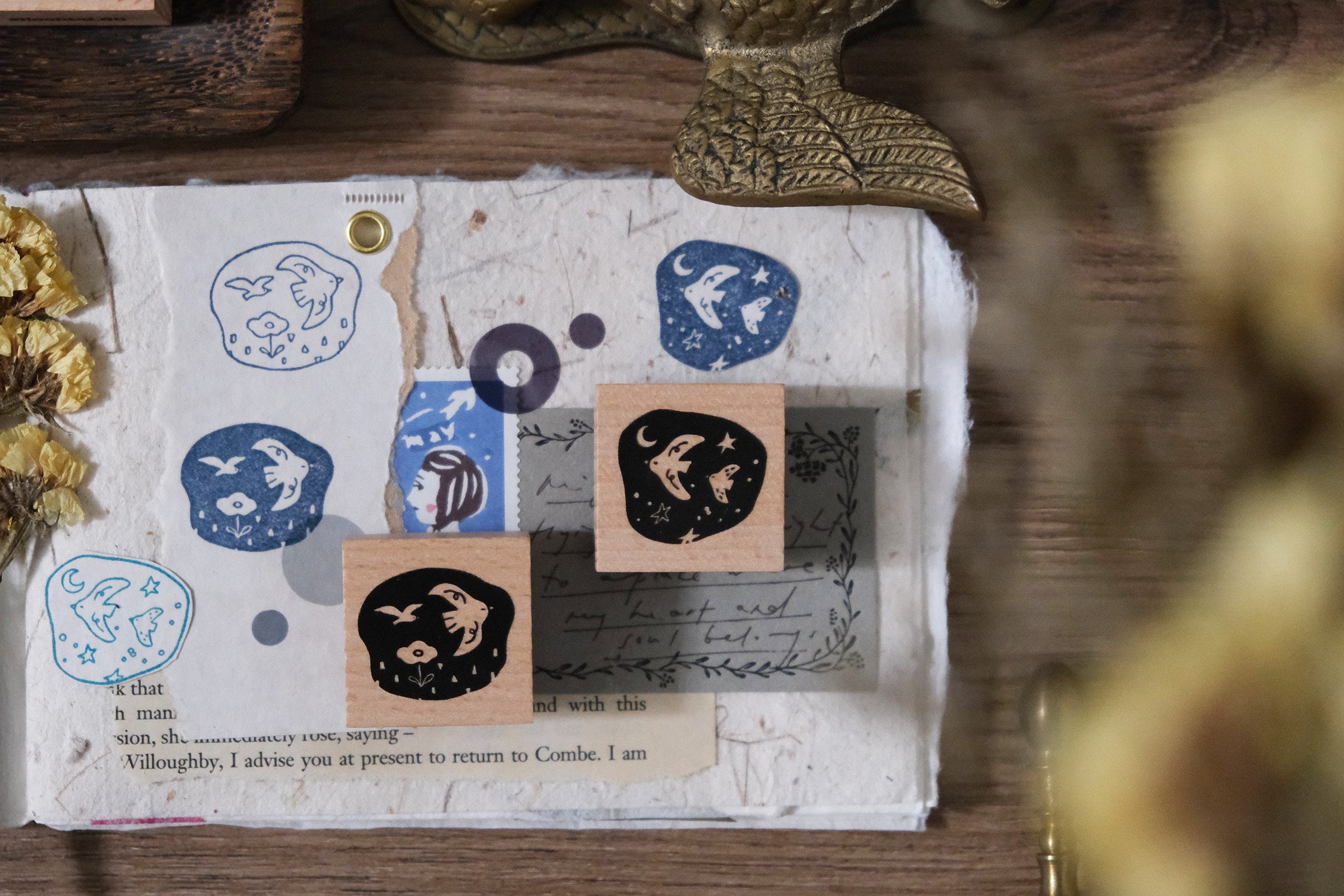 Birds// Day & Night Rubber Stamp Set B: Night