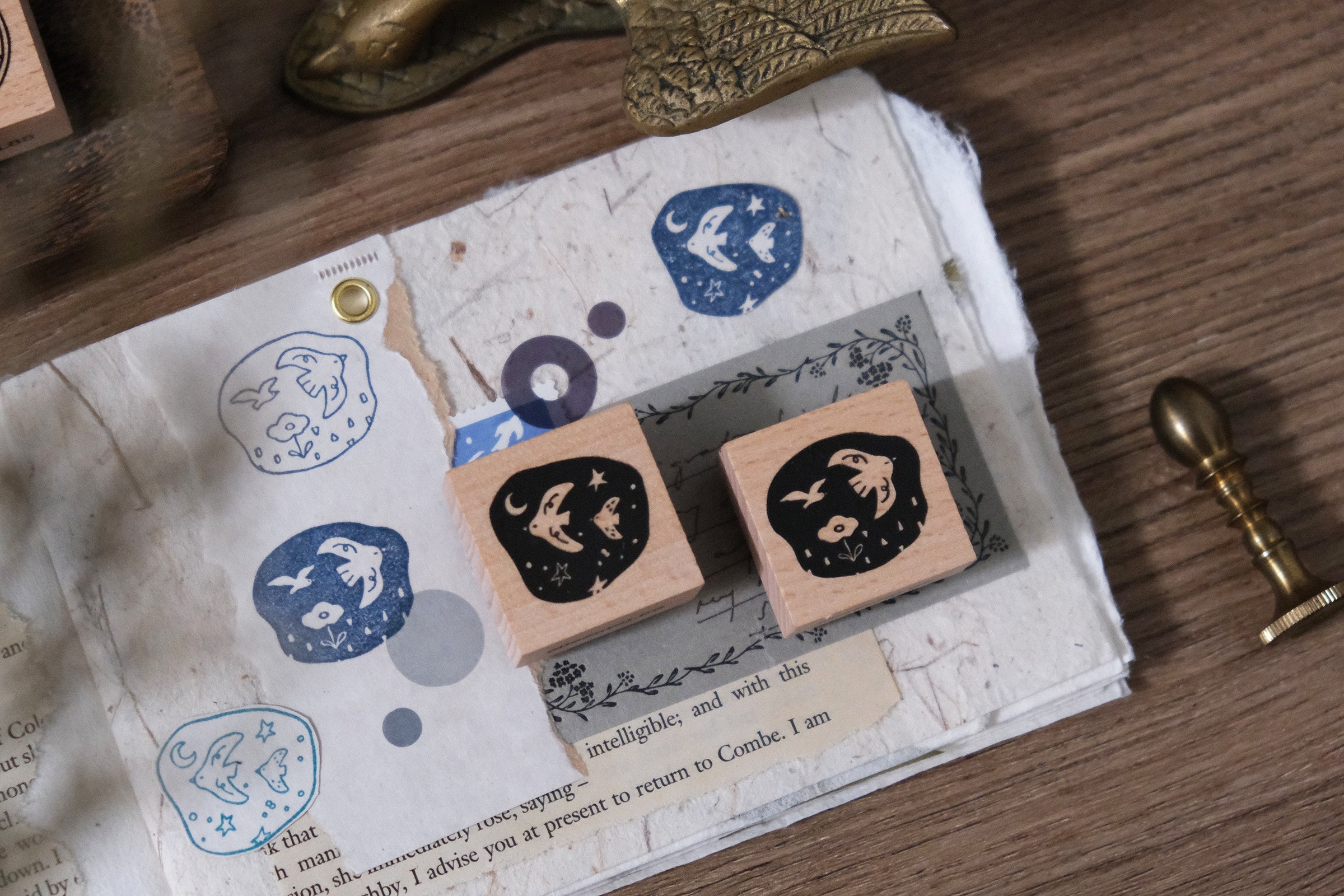 Birds// Day & Night Rubber Stamp Set B: Night