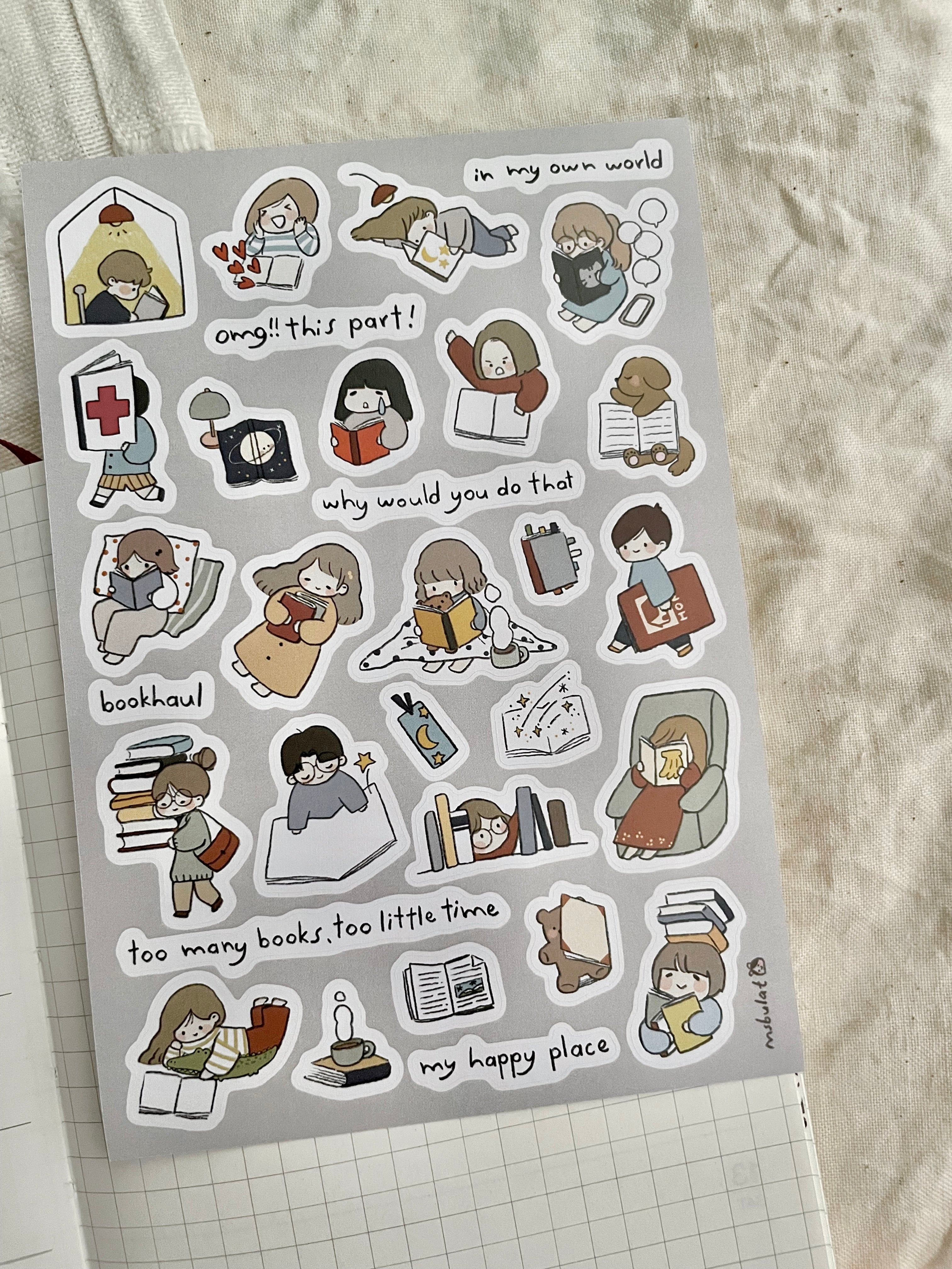 Msbulat Sticker Sheet: Bookworm Life
