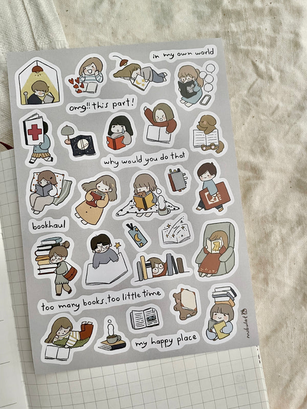 Msbulat Sticker Sheet: Bookworm Life