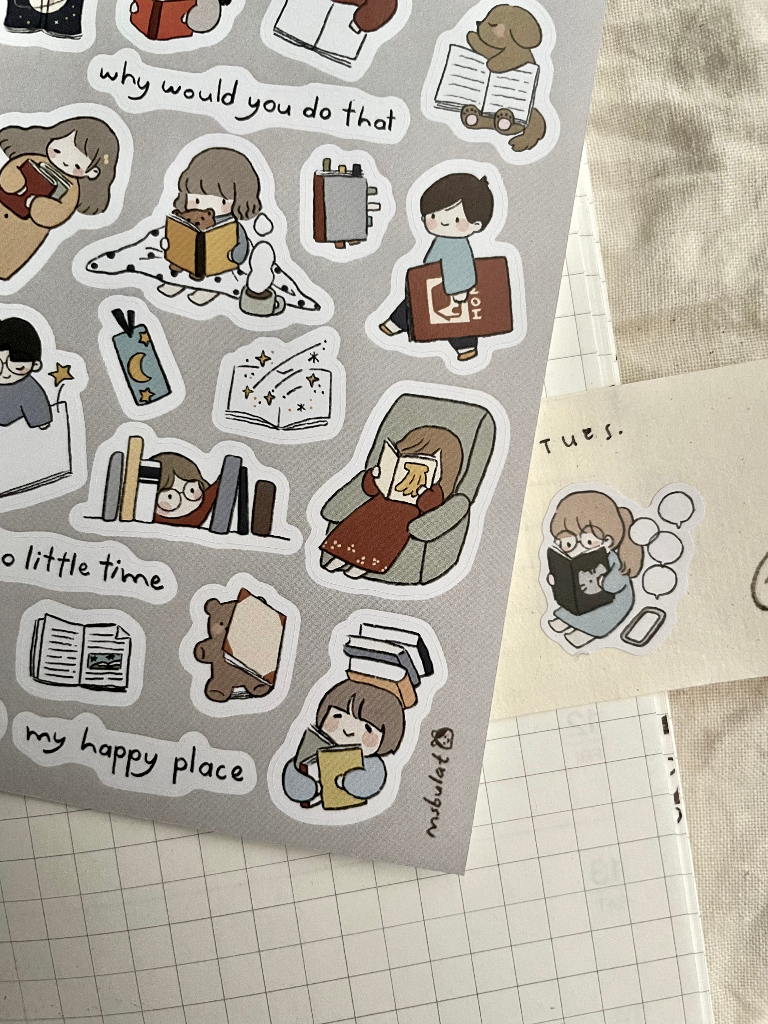 Msbulat Sticker Sheet: Bookworm Life