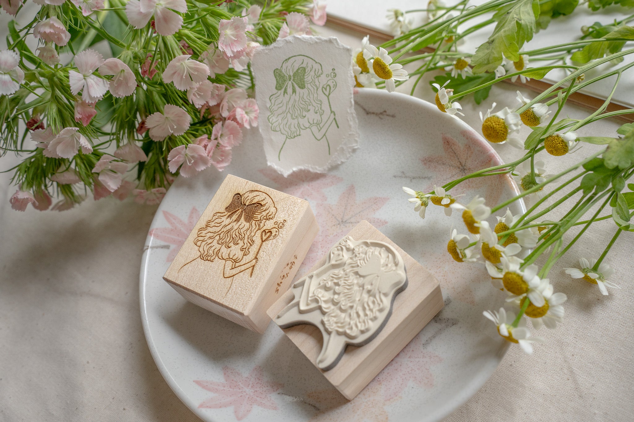 Bubble Girl Rubber Stamp