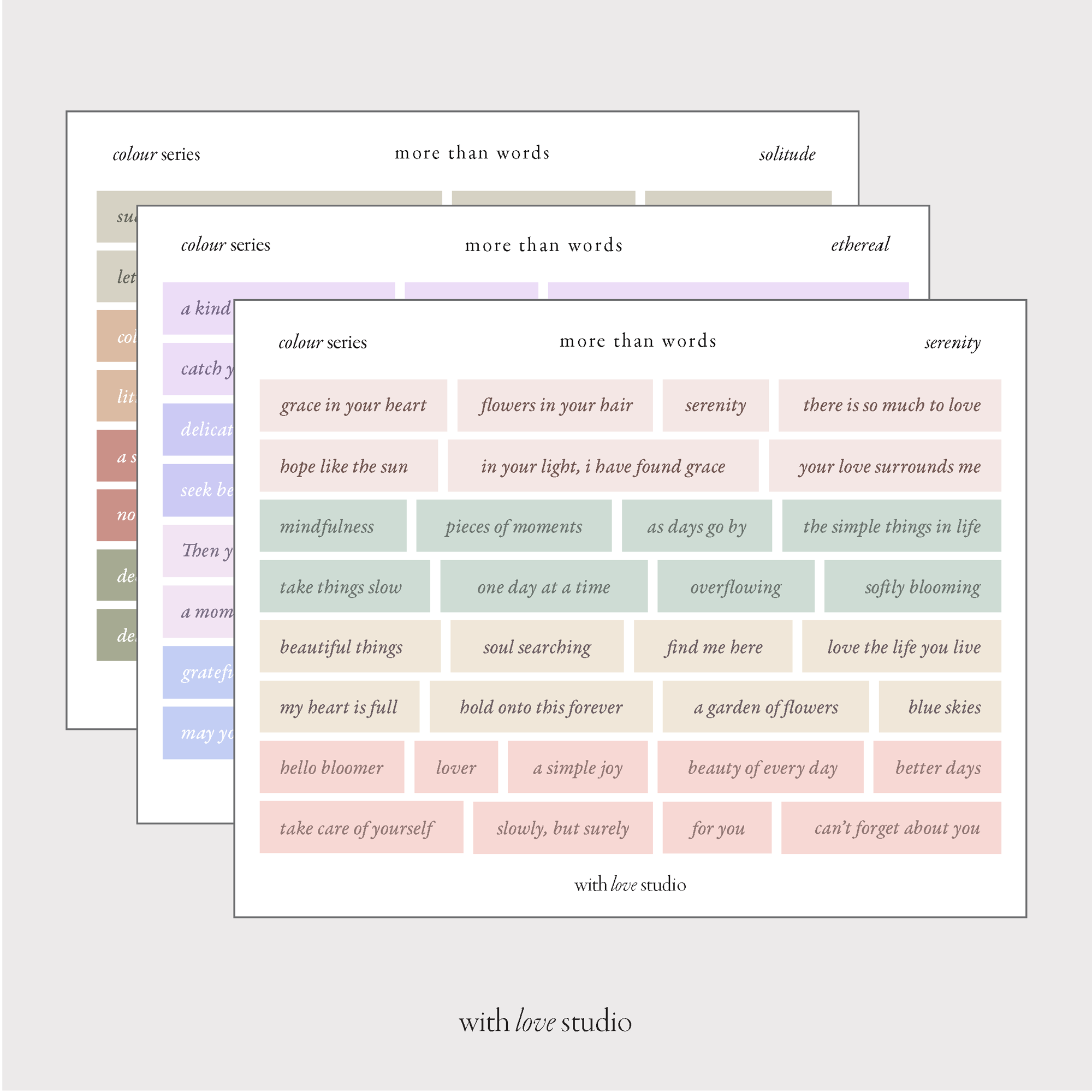 Words Colour Series Stickers Ver. 2 (3 colours)