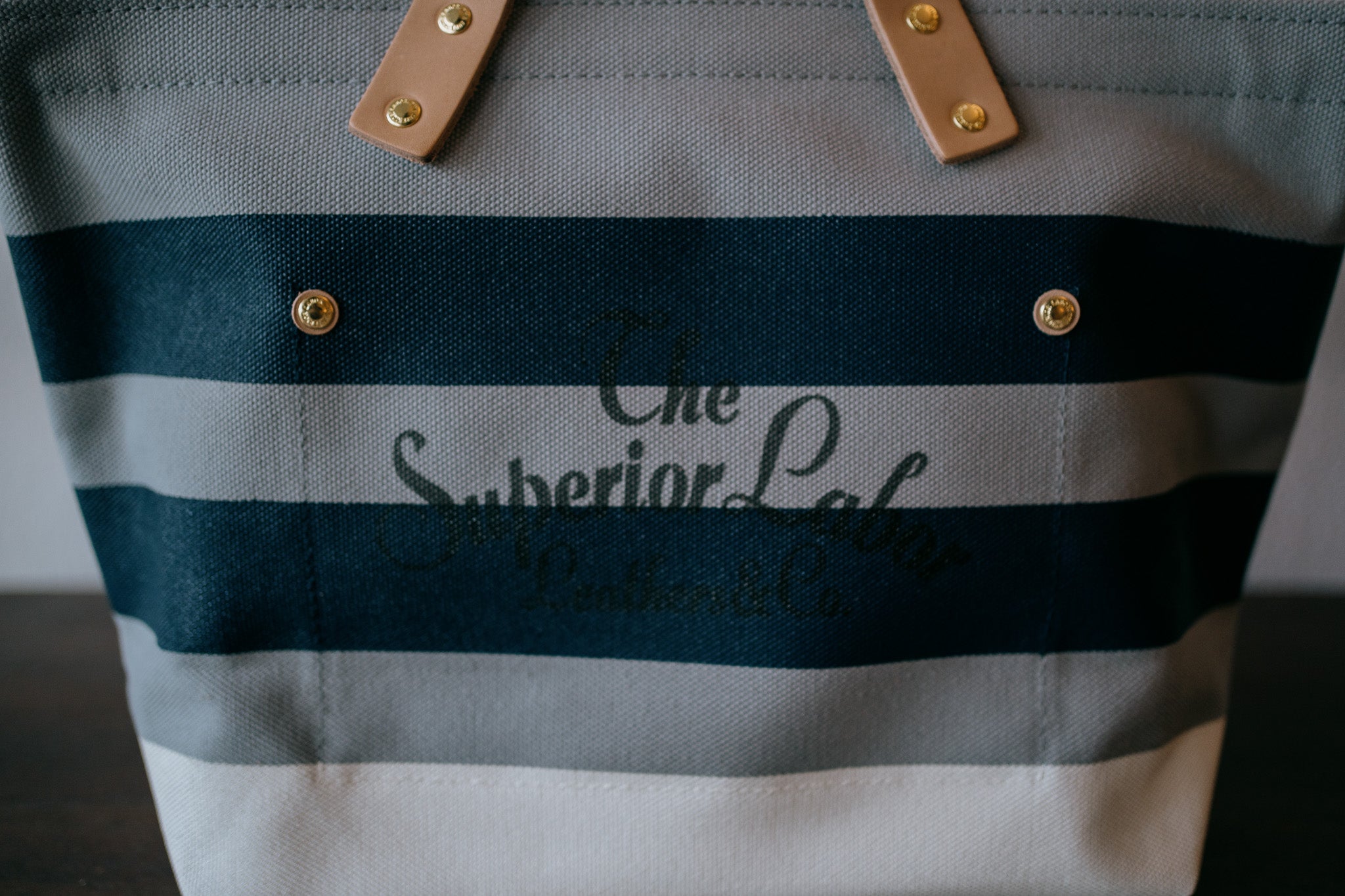 The Superior Labor-Engineer Shoulder Bag XS: Gray Canvas Stripes (Navy/Navy/White)