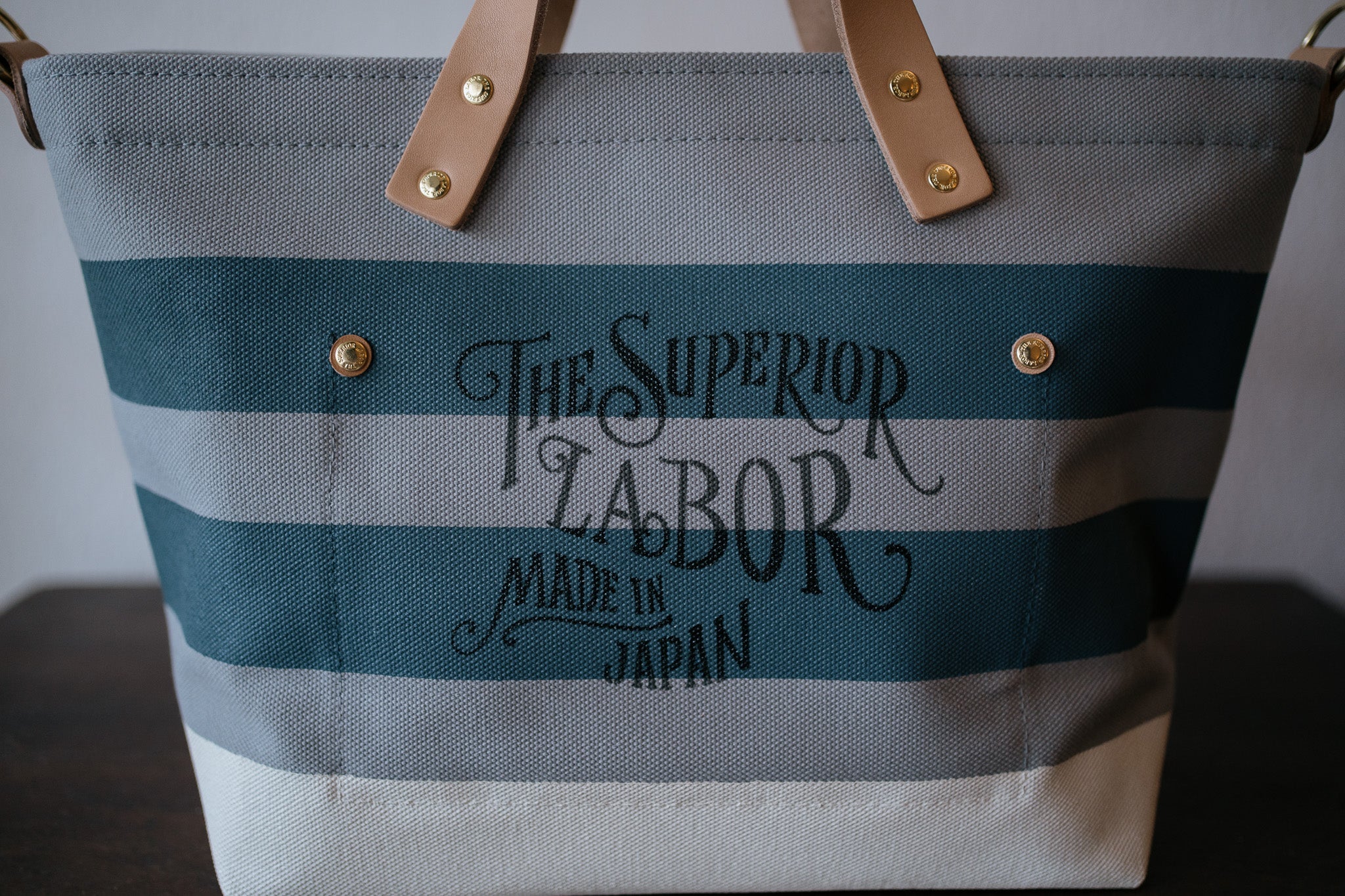 The Superior Labor-Engineer Shoulder Bag XS: Gray Canvas Stripes (Blue Grey/Blue Grey/White)