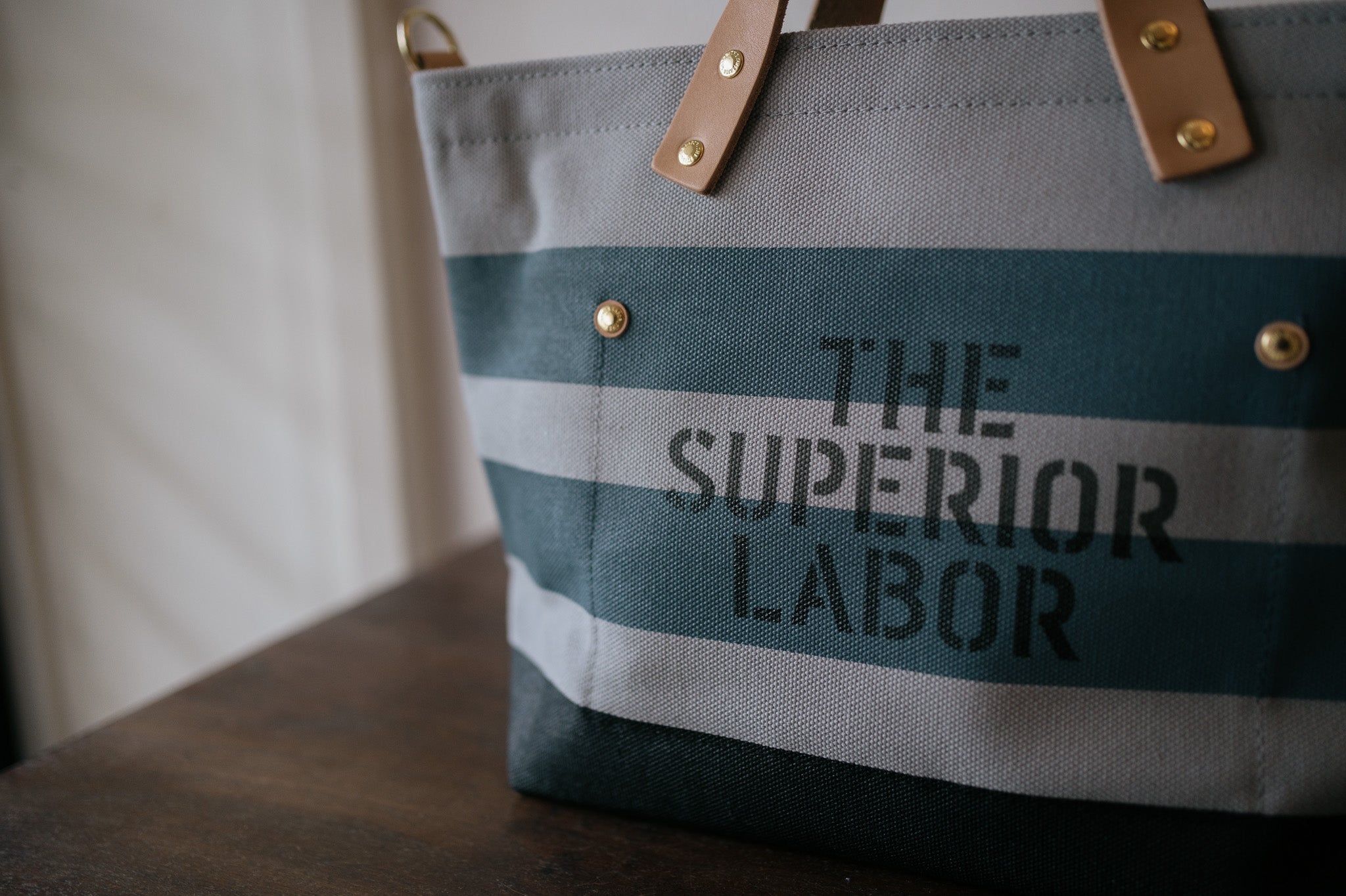 The Superior Labor-Engineer Shoulder Bag XS: Gray Canvas Stripes (Blue Grey/Blue Grey/Black)