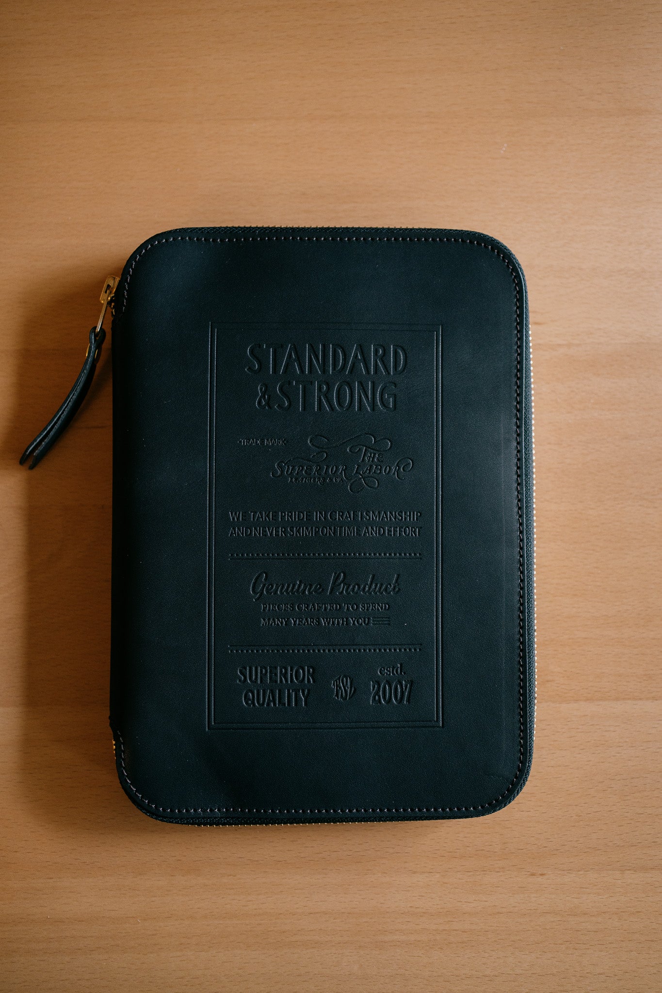 The Superior Labor: Stamped Series Zip Organizer A5 (Brown/Black)