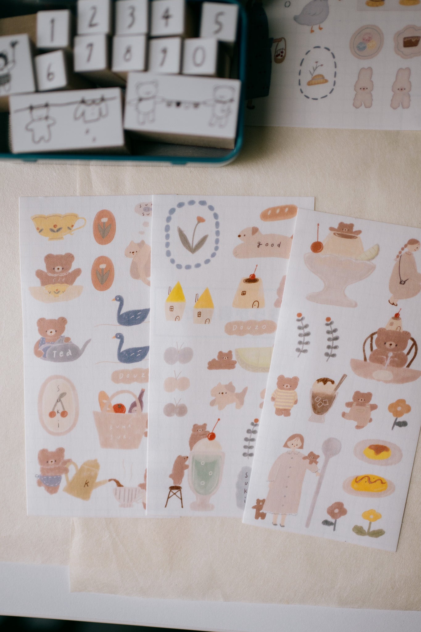 Ranmyu Bear Hello Soda Sticker Sheet (set of 3)