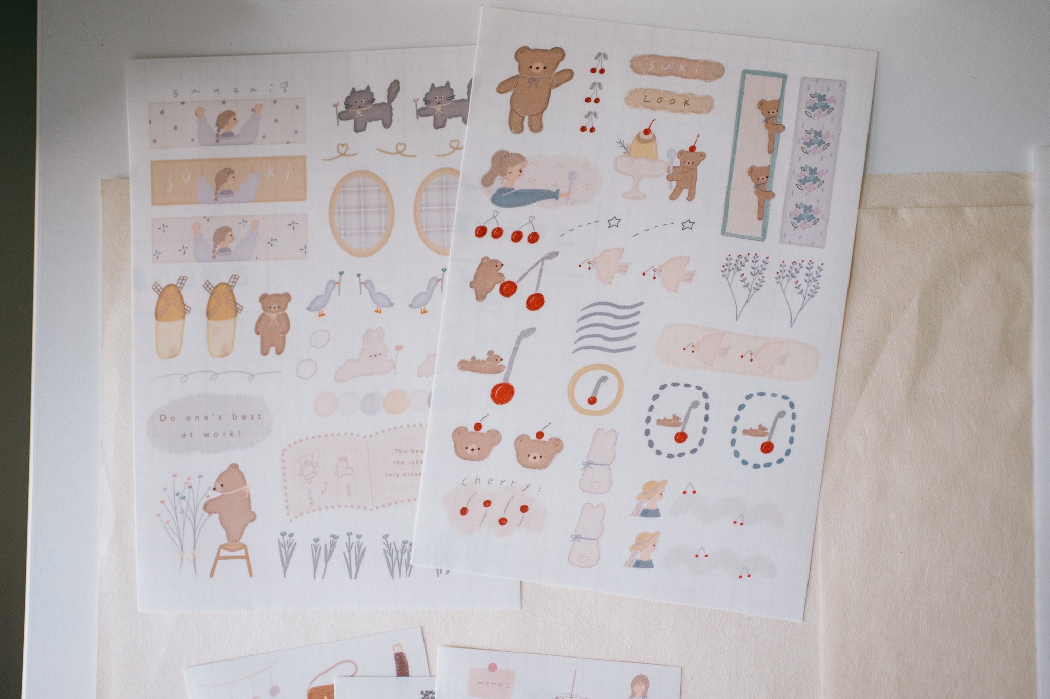 Ranmyu Bear Dessert Girl Sticker Sheet (set of 2)