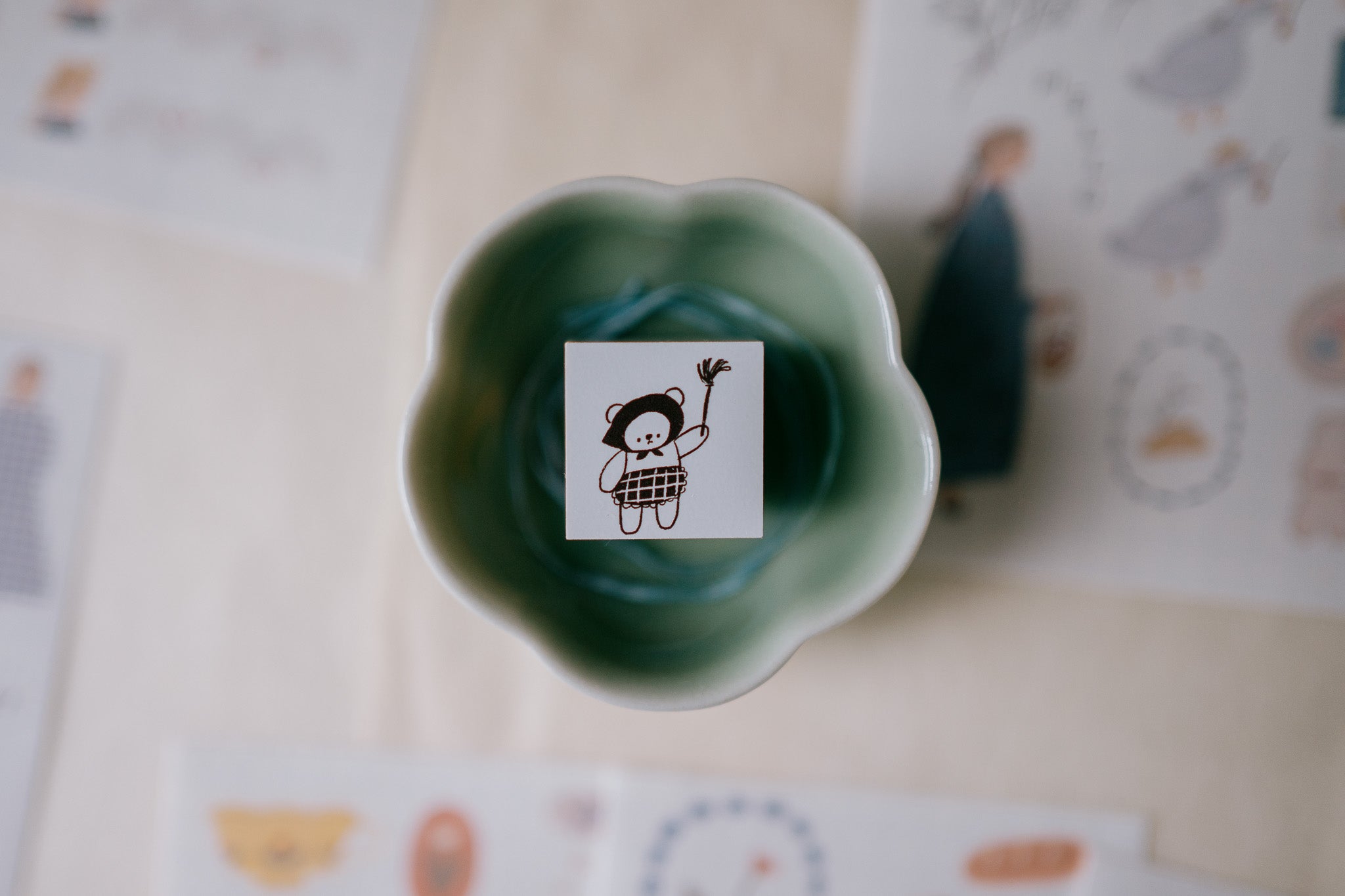Ranmyu Bear Cleaning Day Rubber Stamp