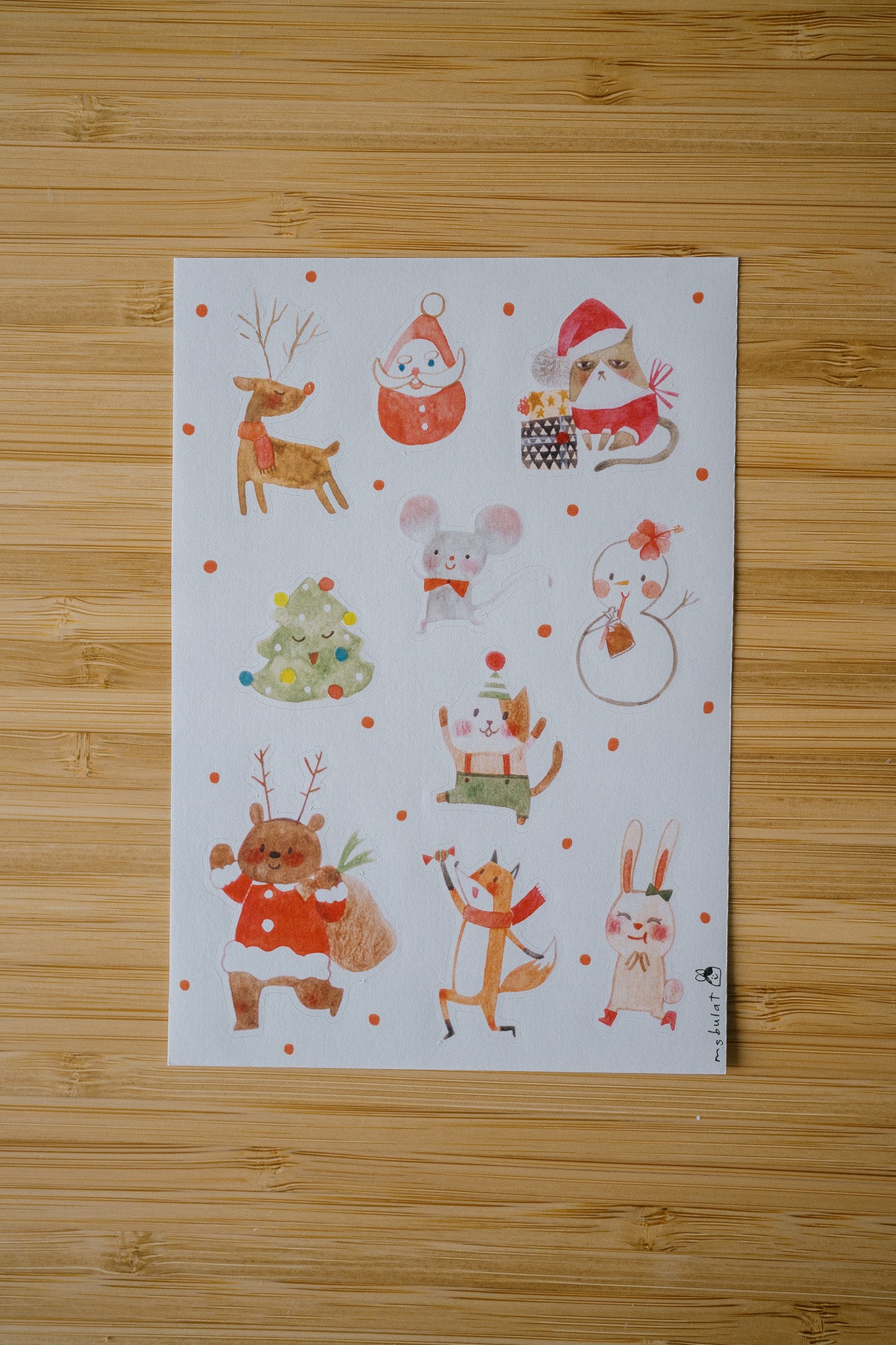 Msbulat Christmas Festive Friends Sticker Sheet