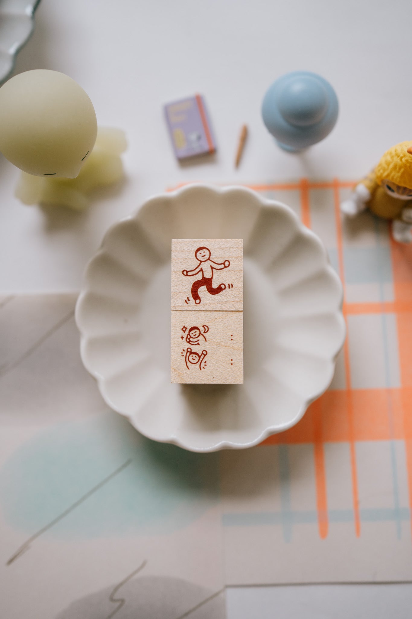 Little Lu Rubber Stamp: (Sleep Record/ Happy)