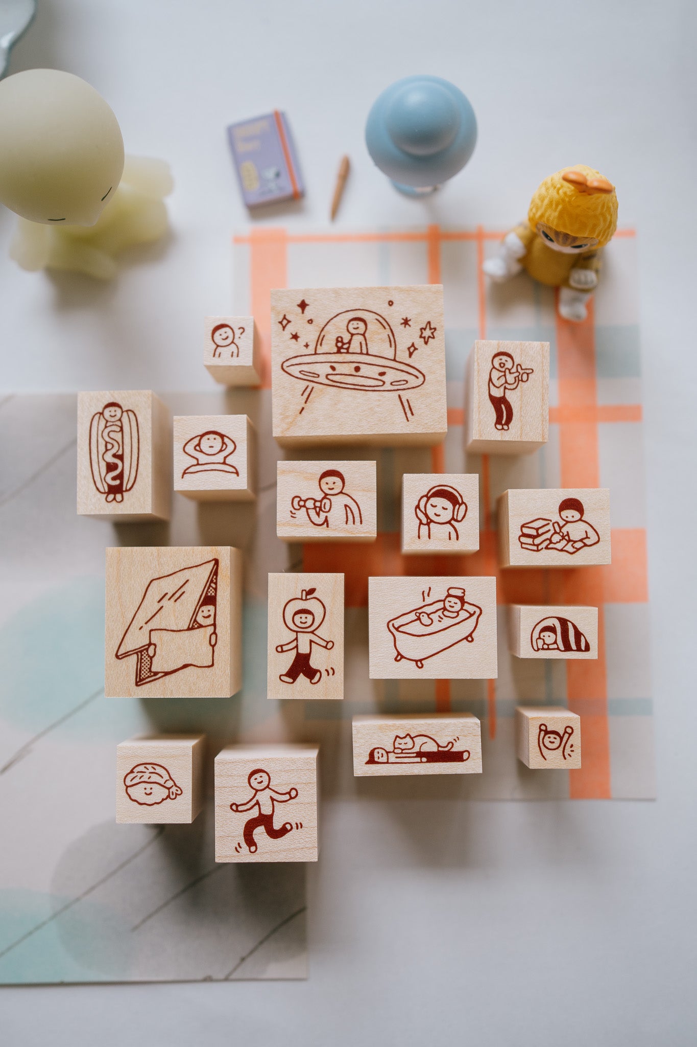 Little Lu Rubber Stamp: (Sleep Record/ Happy)
