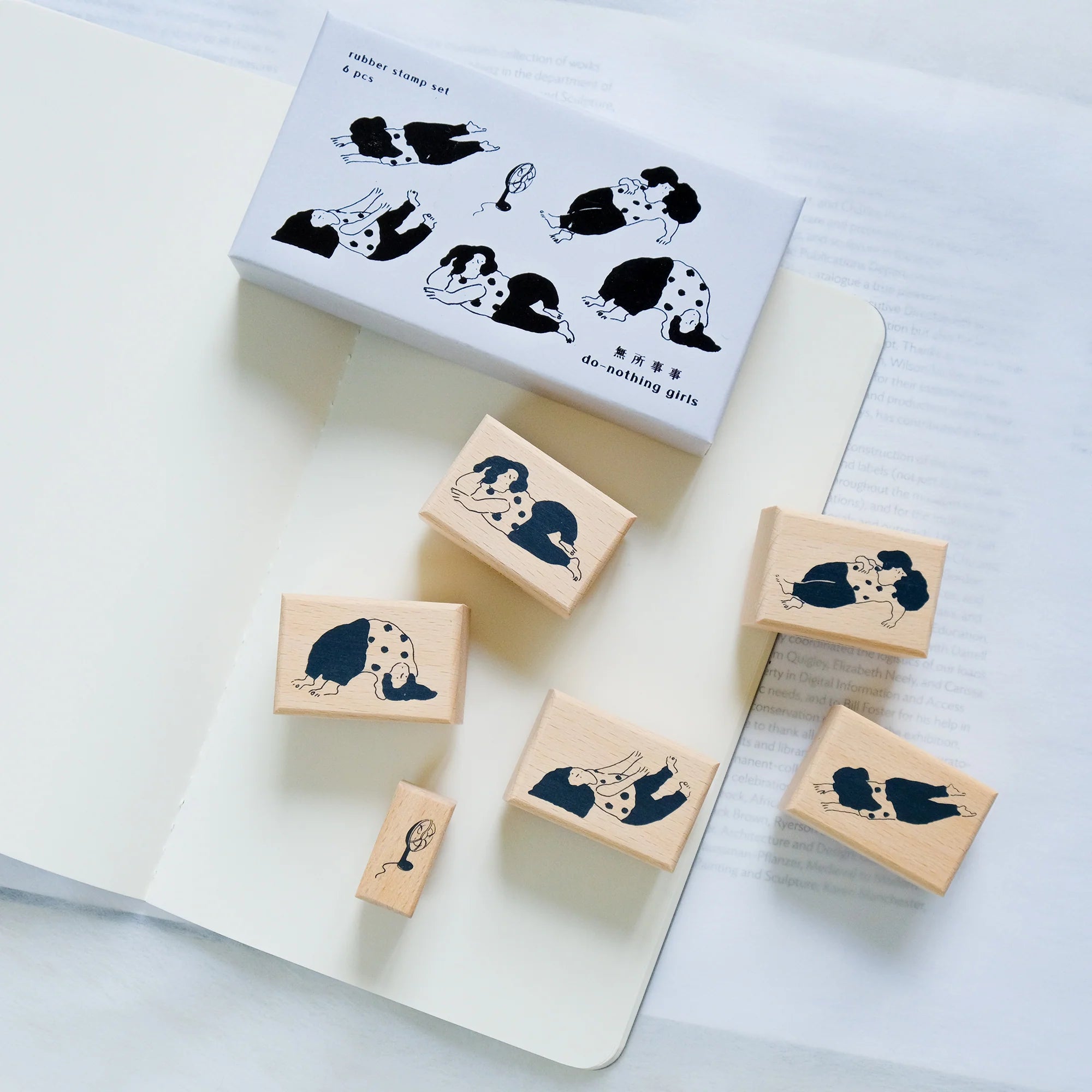 dodolulu Rubber Stamp Set: Do-nothing Girls (set of 6)