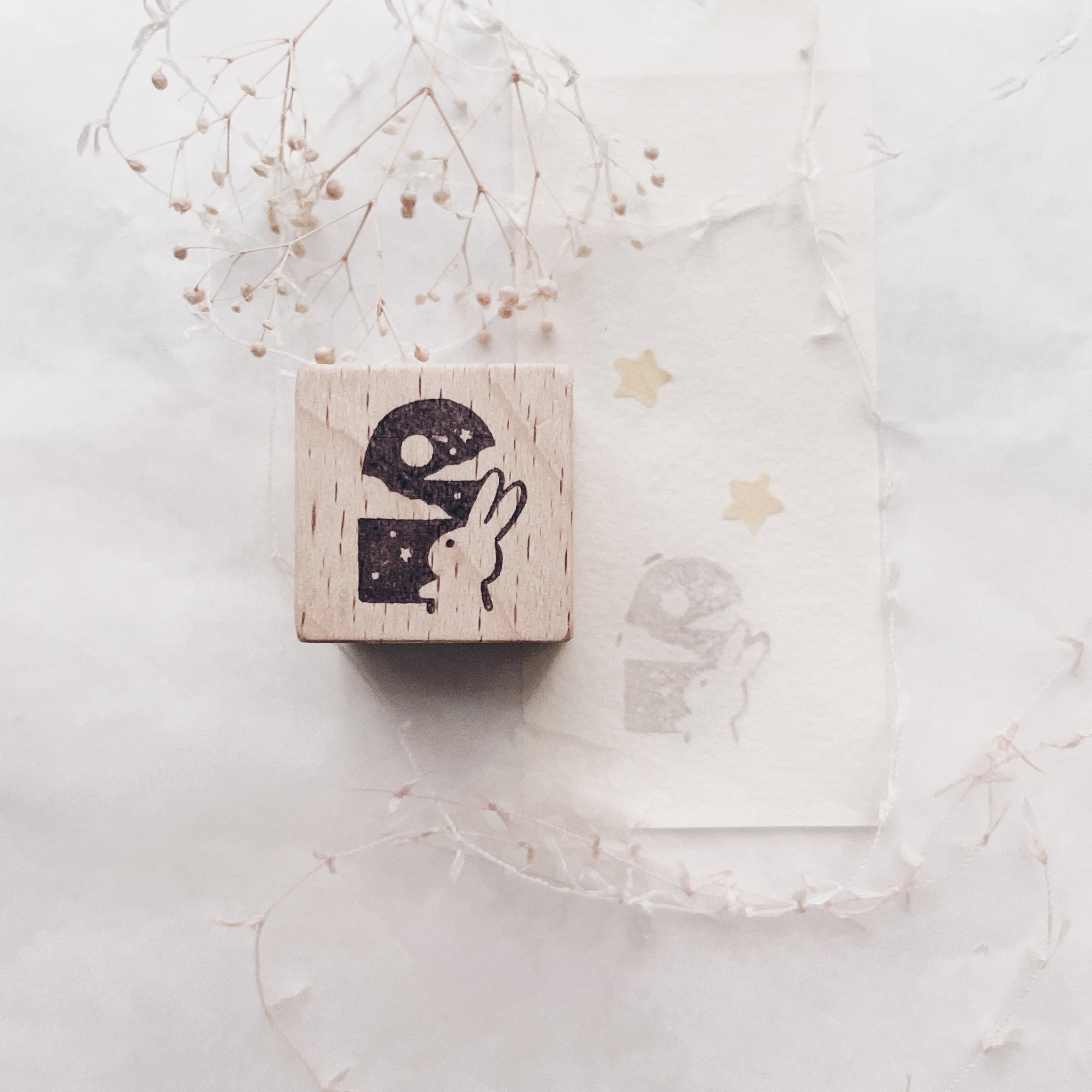msbulat A Blooming Life: Moon Through the Window (Rabbit) Rubber Stamp