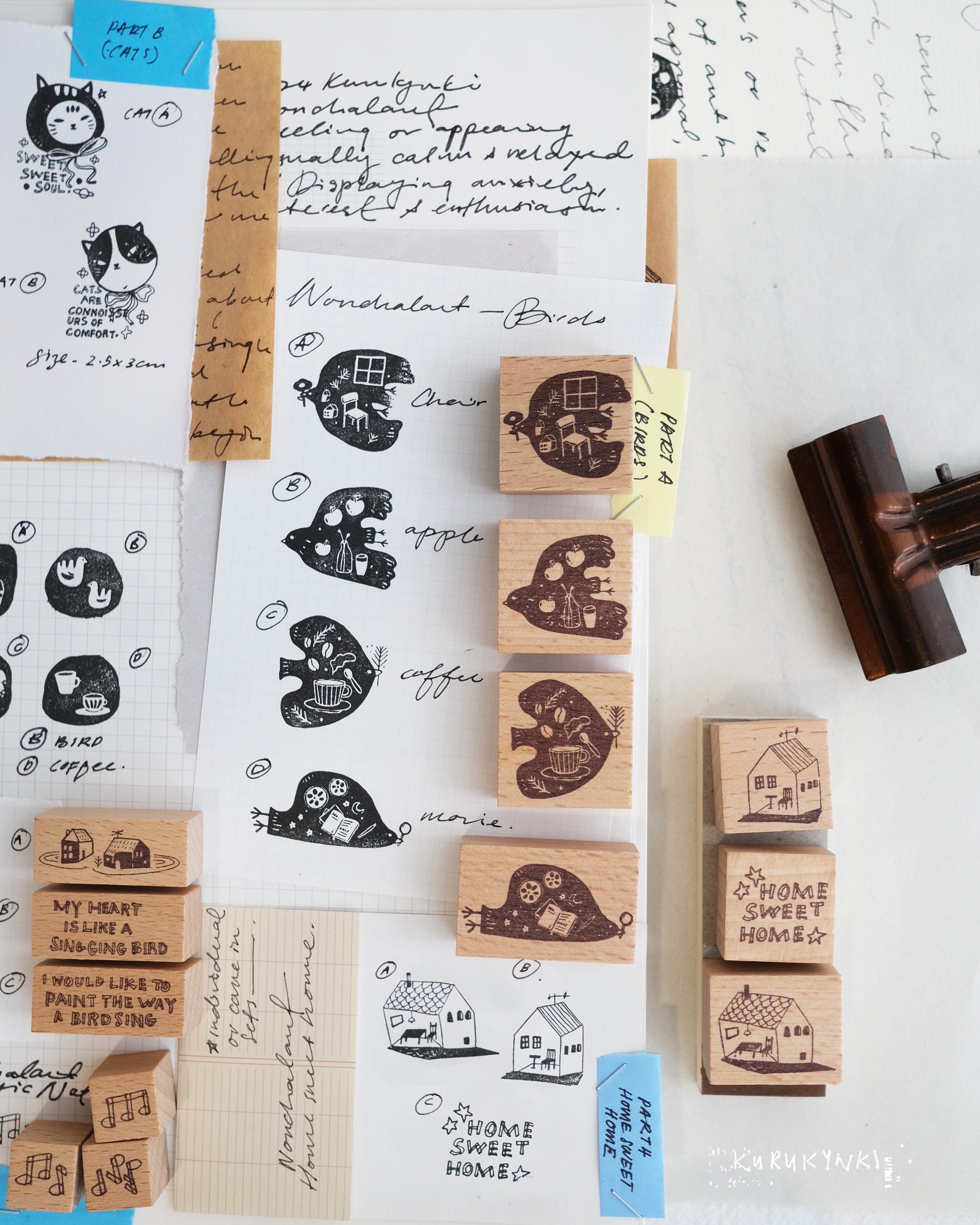 Kurukynki Nonchalant: Home Sweet Home Rubber Stamp (3 designs)