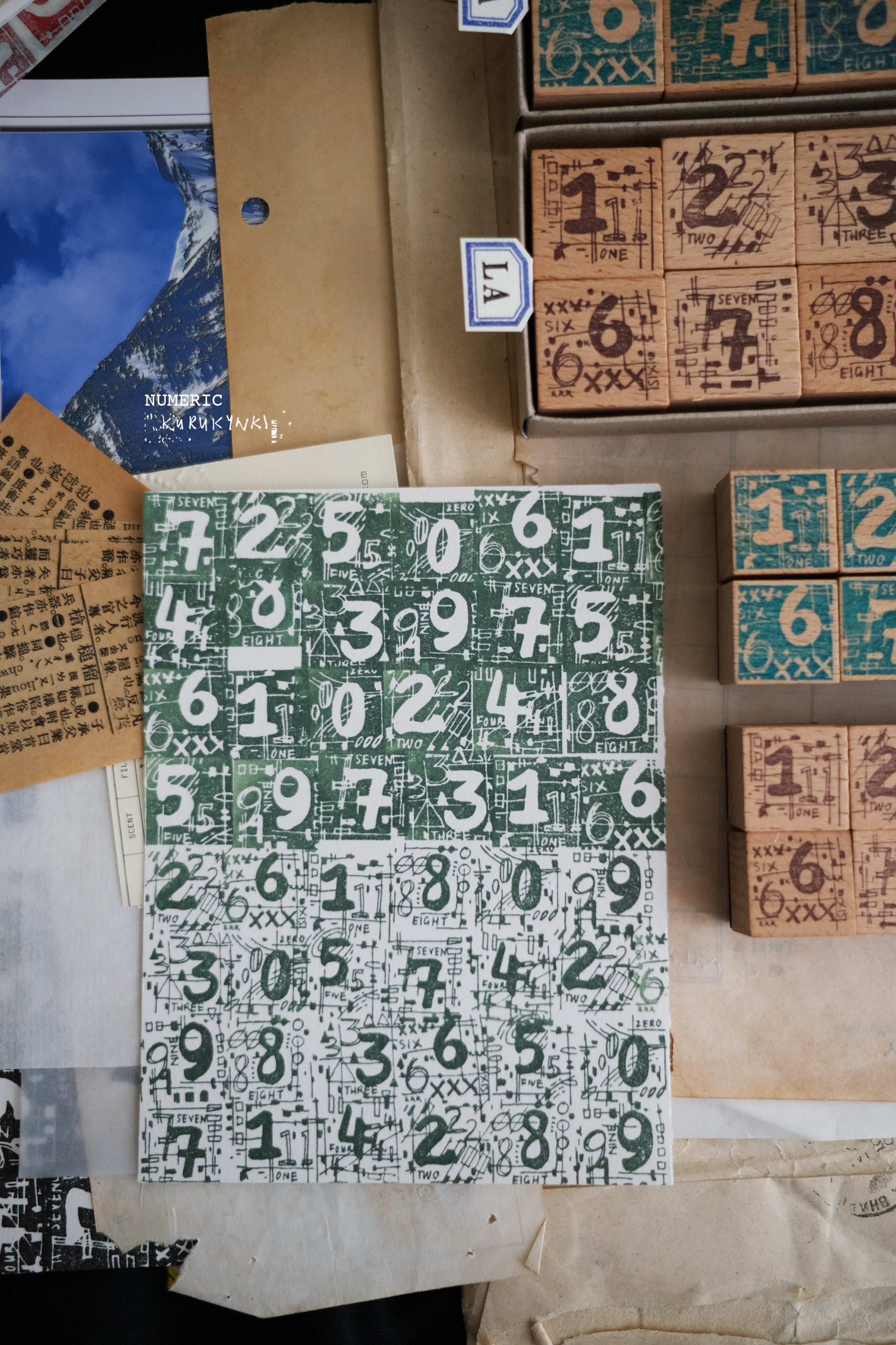 Kurukynki Numeric Rubber Stamp Set (2 types, 2 sizes)
