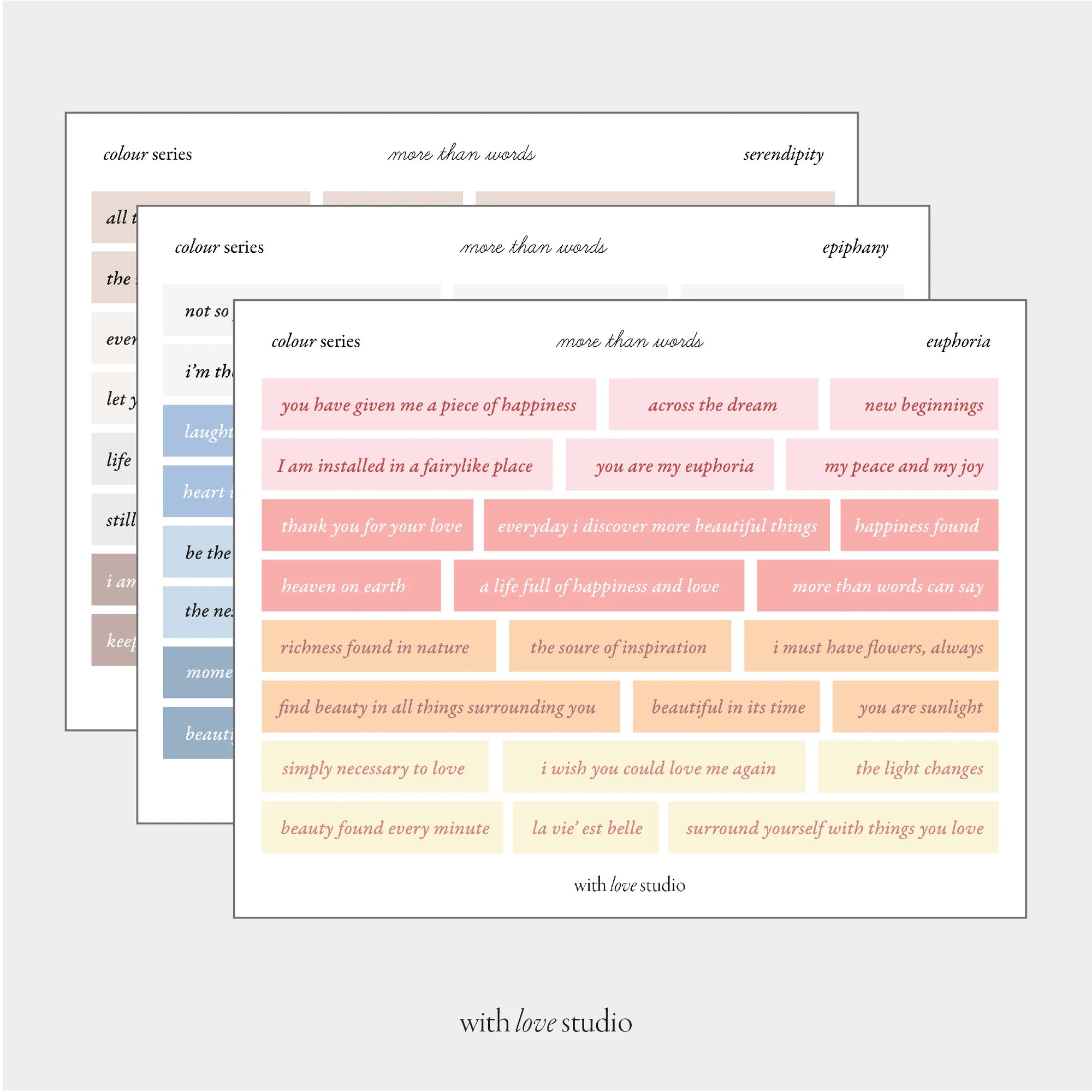 Words Colour Series Stickers Ver. 1 (3 colours)