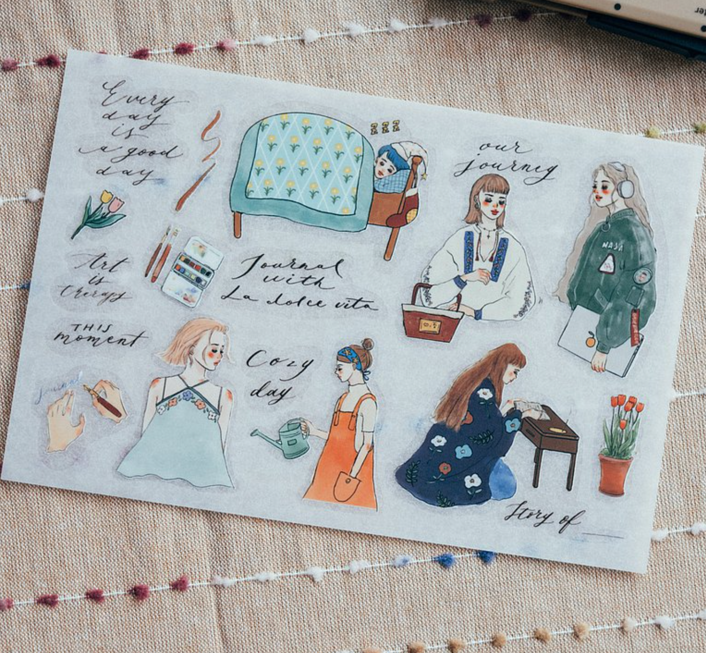 La Dolce Vita Transfer Stickers: Stationery Girl (set of 2)