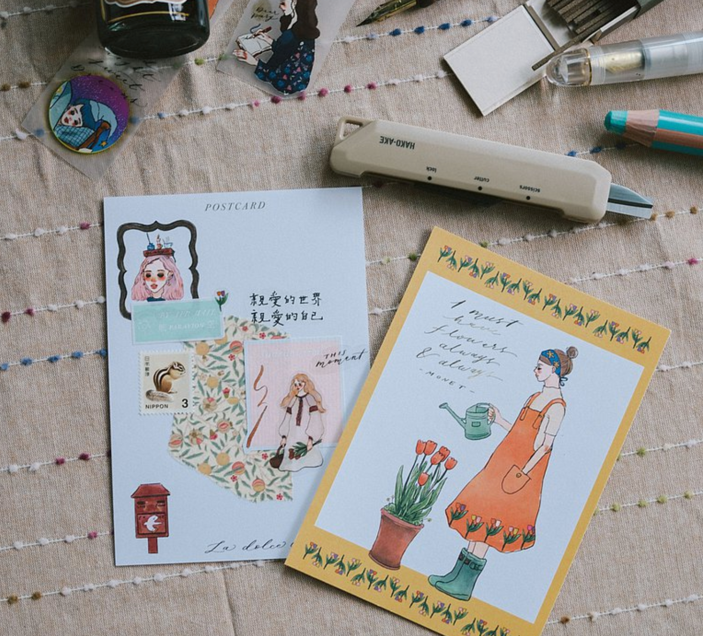 La Dolce Vita Postcard: Gardening Girl