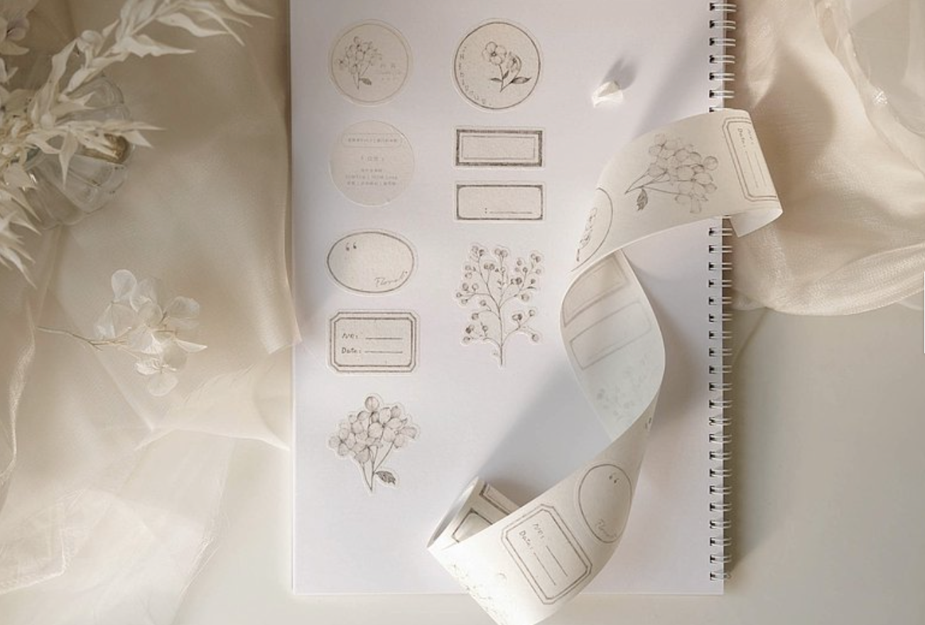 Freckles Tea Vol. 3 PET Tape: White Pages & Bottles (2 designs, 2 types)