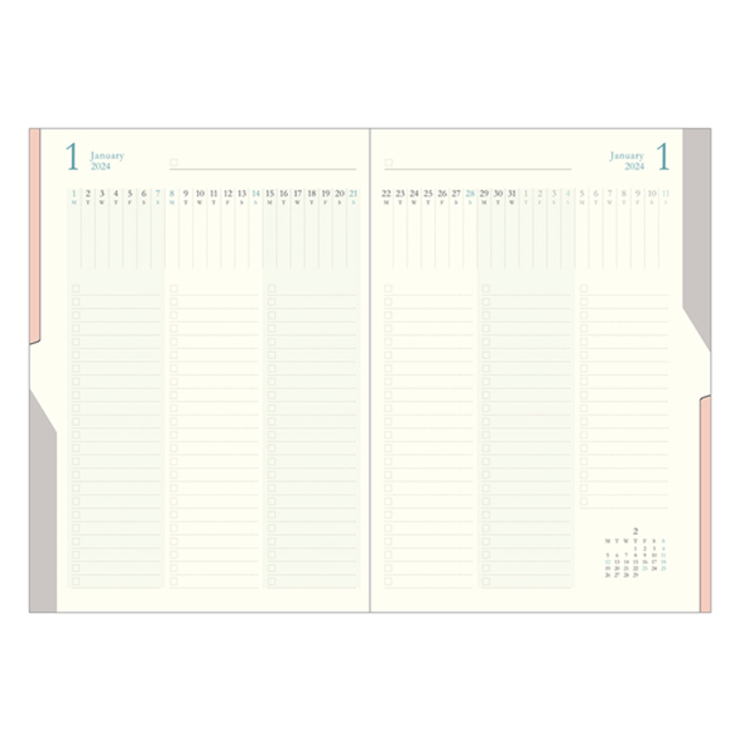 Midori 2024 Double Schedule B6: To Do (2 Colours)