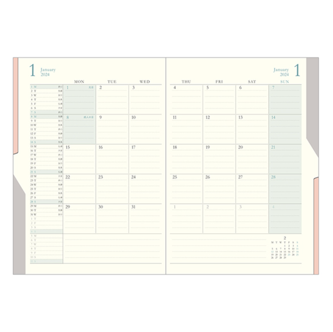 Midori 2024 Double Schedule B6 (Beige)